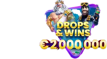 Drops & Wins tournament with a €2,000,000 prize pool in Clubnika casino, displayed with an image of Zeus and an explorer on a blue background.