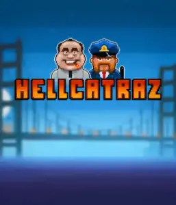 Enter the thrilling world of the Hellcatraz game by Relax Gaming, showcasing a quirky prisoner and a guard with the infamous Alcatraz prison and San Francisco skyline in the background. This graphic portrays the adventure and mischief of an escape-themed game, great for players looking for a unique slot experience, delivering a nostalgic escape. 