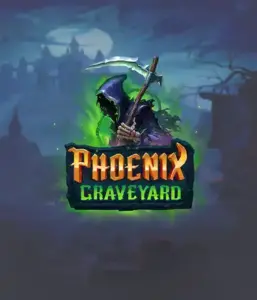 ELK Studios' Phoenix Graveyard game screen, showcasing the mystical graveyard and the legendary phoenix rising from the ashes. This image captures the slot's unique expanding reel feature, coupled with its beautifully crafted symbols and supernatural theme. It vividly depicts the game's mythological story of resurrection, appealing for those interested in legends.