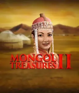 Explore the rich history of Mongolia with the Mongol Treasures 2 game by Endorphina, showcasing a graceful Mongolian woman clothed in traditional attire against a sunset-lit Mongolian steppe backdrop. This graphic portrays the essence of Mongolian culture, providing a memorable gaming experience. 