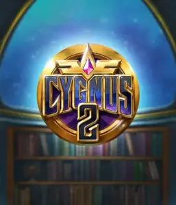 Discover the enchanting graphics of ELK Studios' Cygnus 2 Slot, highlighting a spectacular golden emblem with a bright purple and gold design. With a backdrop of a mystical library backdrop, this graphic captures the spirit of mystical exploration. 